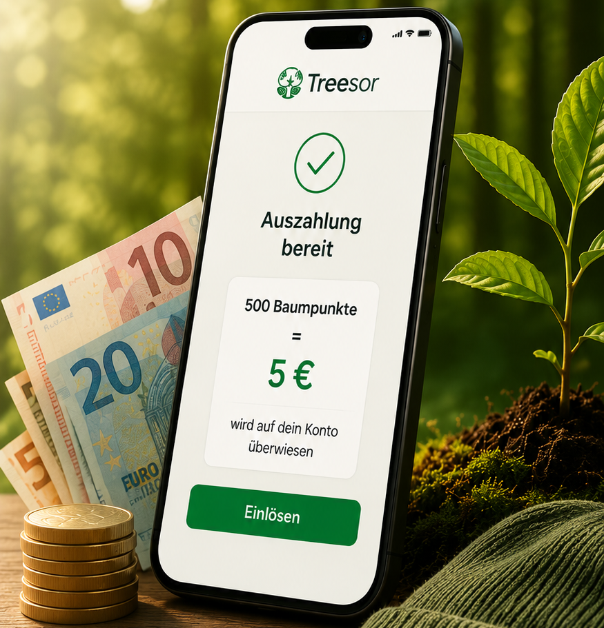 1 Baumpunkt = 1 Cent Auszahlung aufs Konto